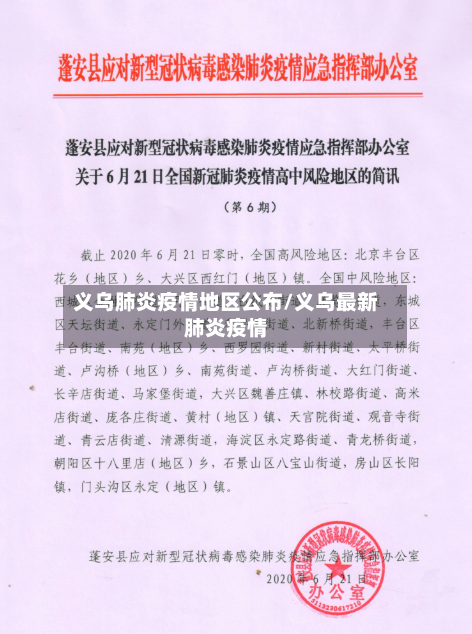 义乌肺炎疫情地区公布/义乌最新肺炎疫情